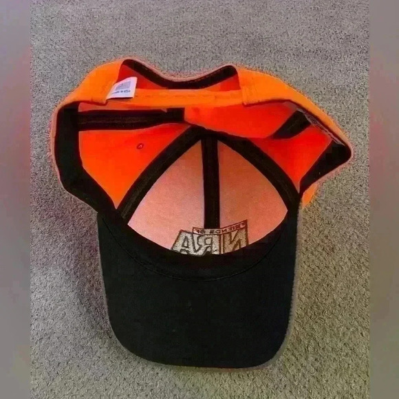 NRA by Americap Hunter Orange with Faux Suede Brim Snap Back Adjustable Ball Cap - Picture 5 of 6